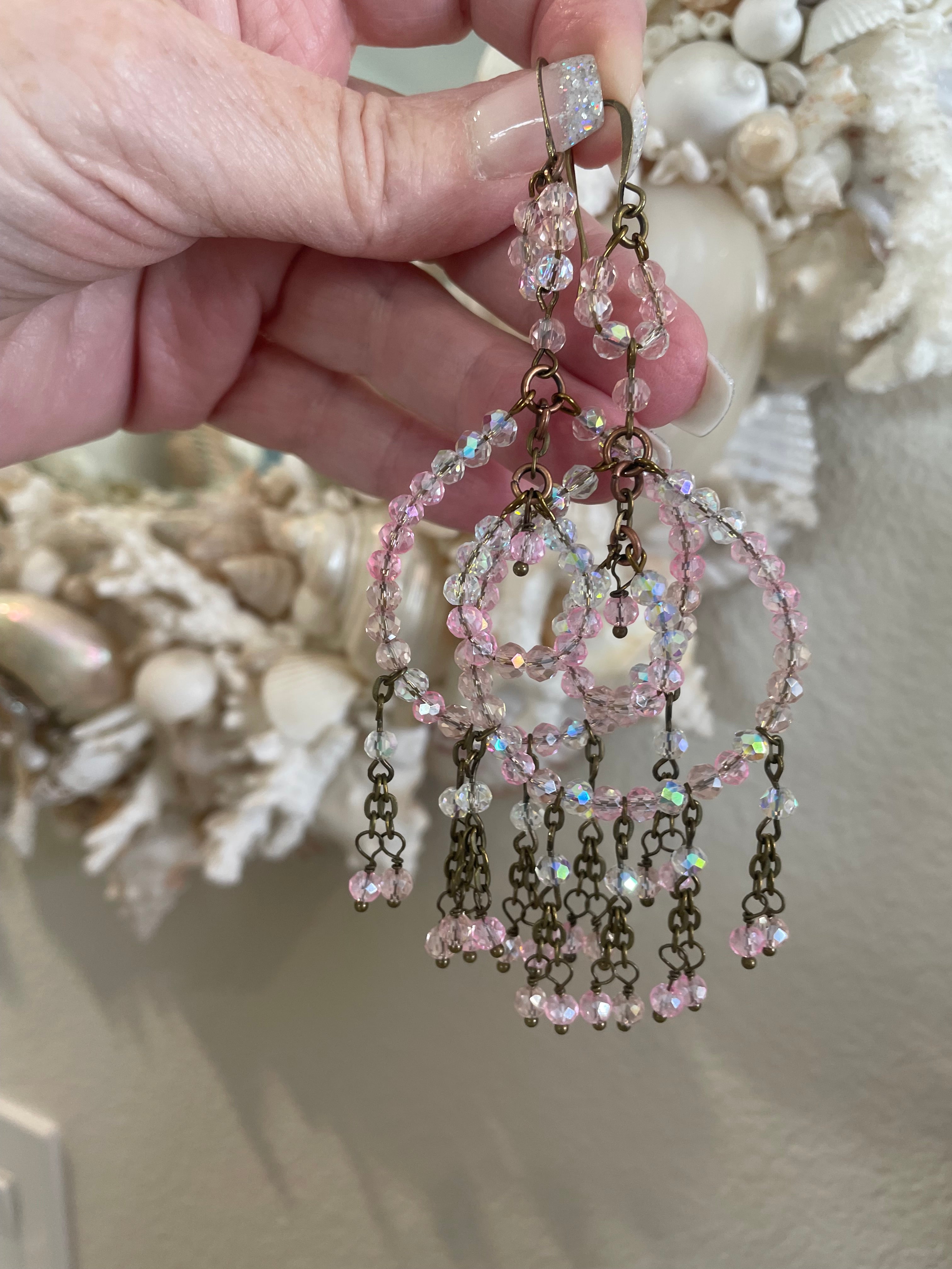 Pink Beach Chandelier Earrings