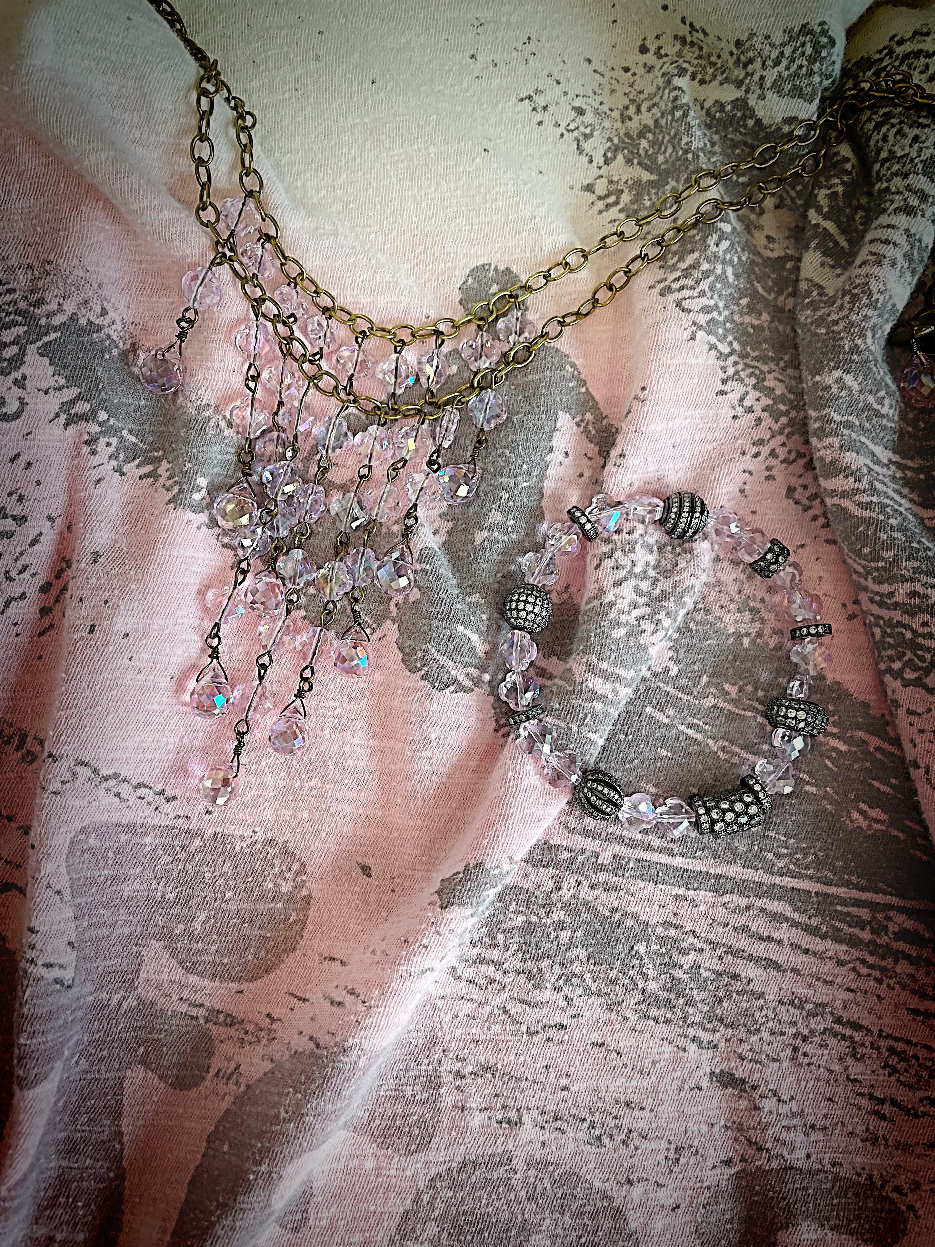 Shell Pink Waterfall Necklace