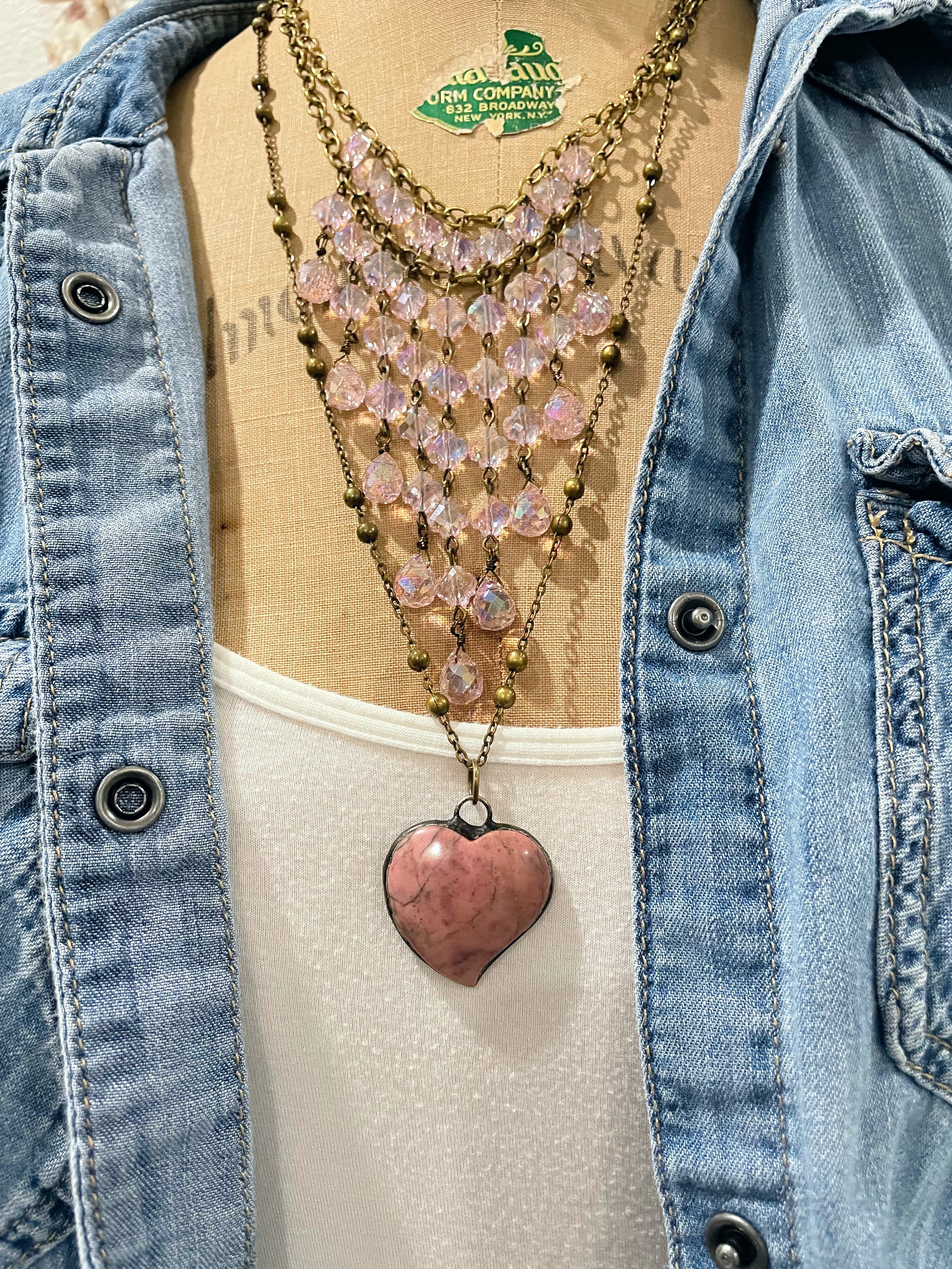 Shell Pink Waterfall Necklace