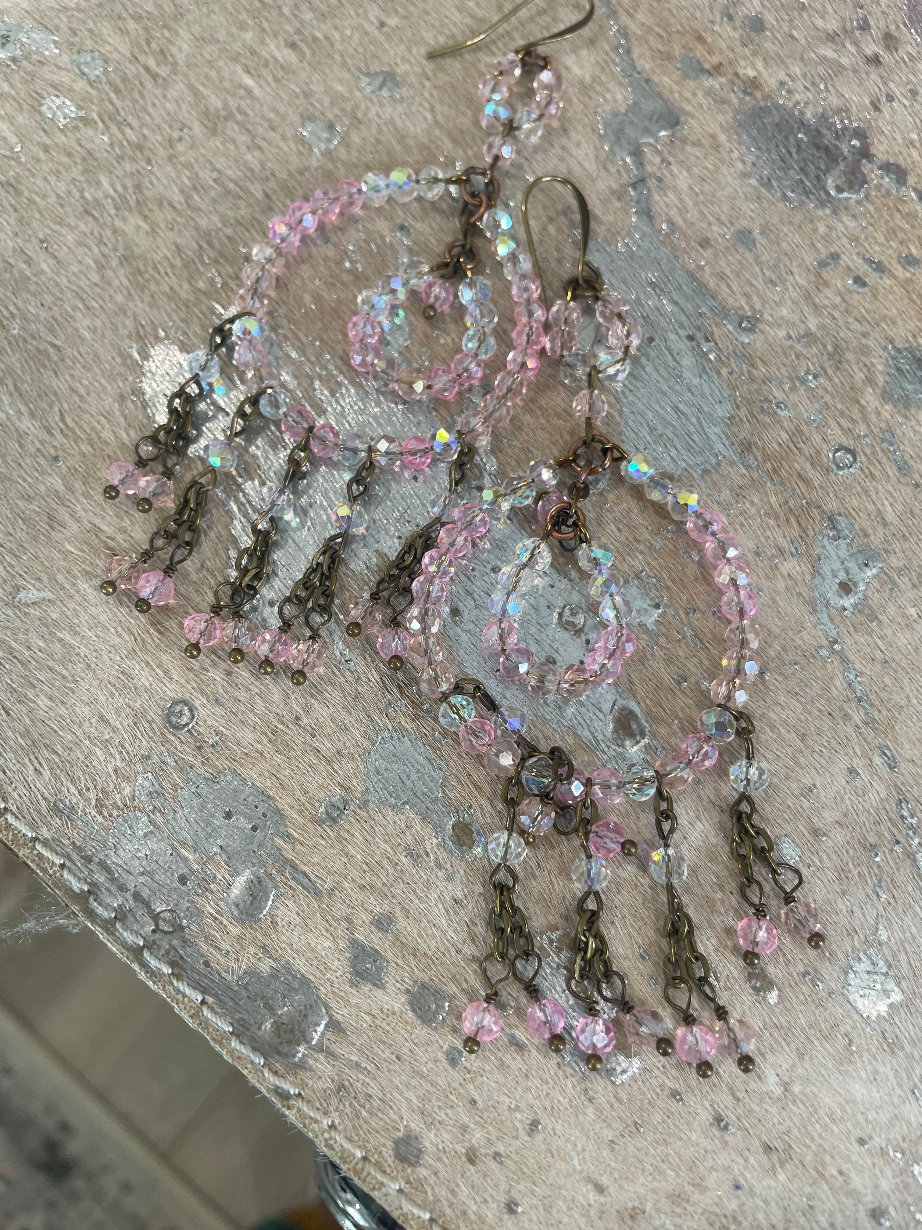 Pink Beach Chandelier Earrings
