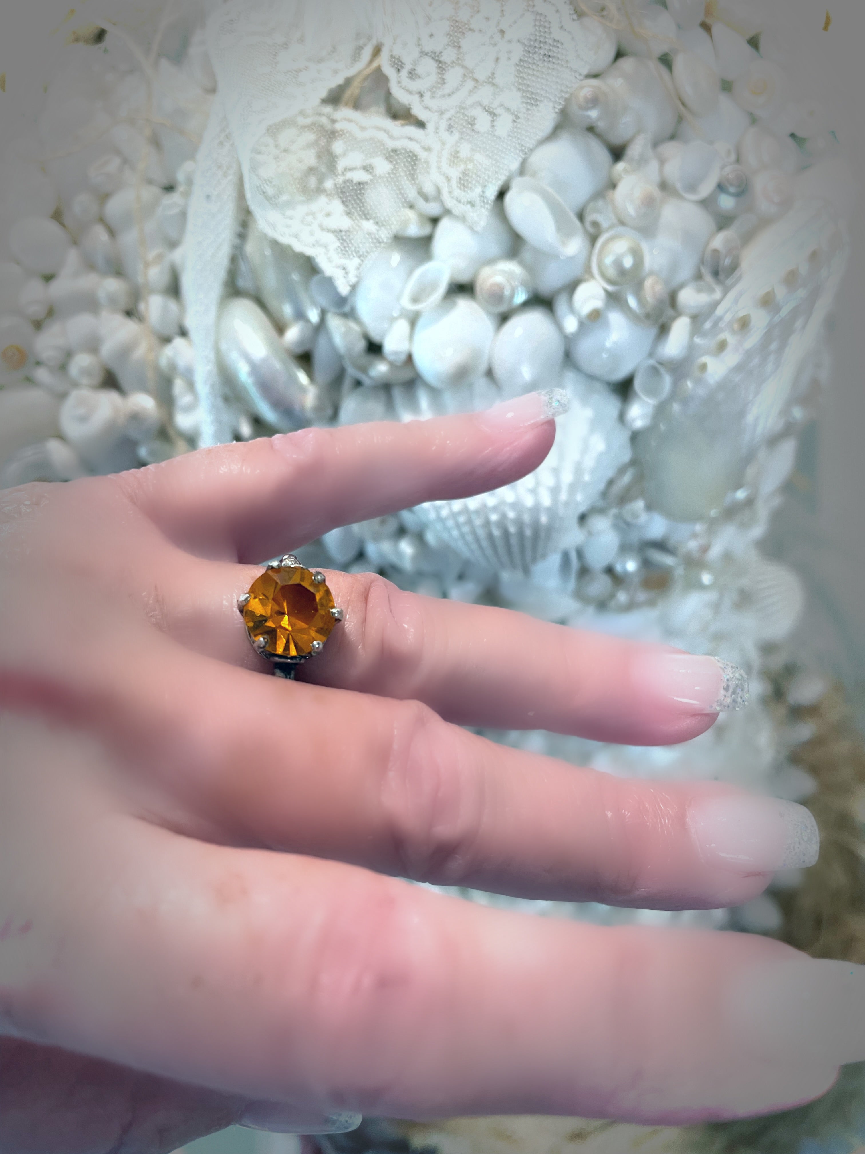 Vintage Honey Topaz Cini Ring