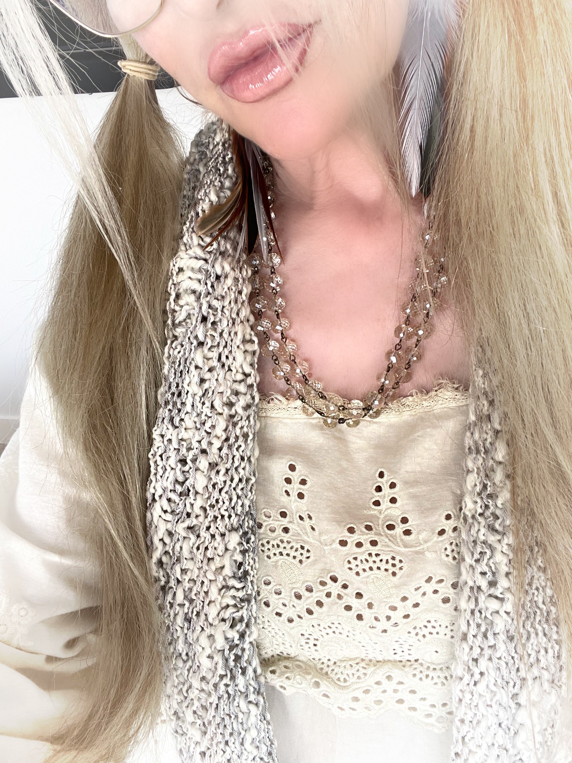Oyster Cream Infinity Scarf