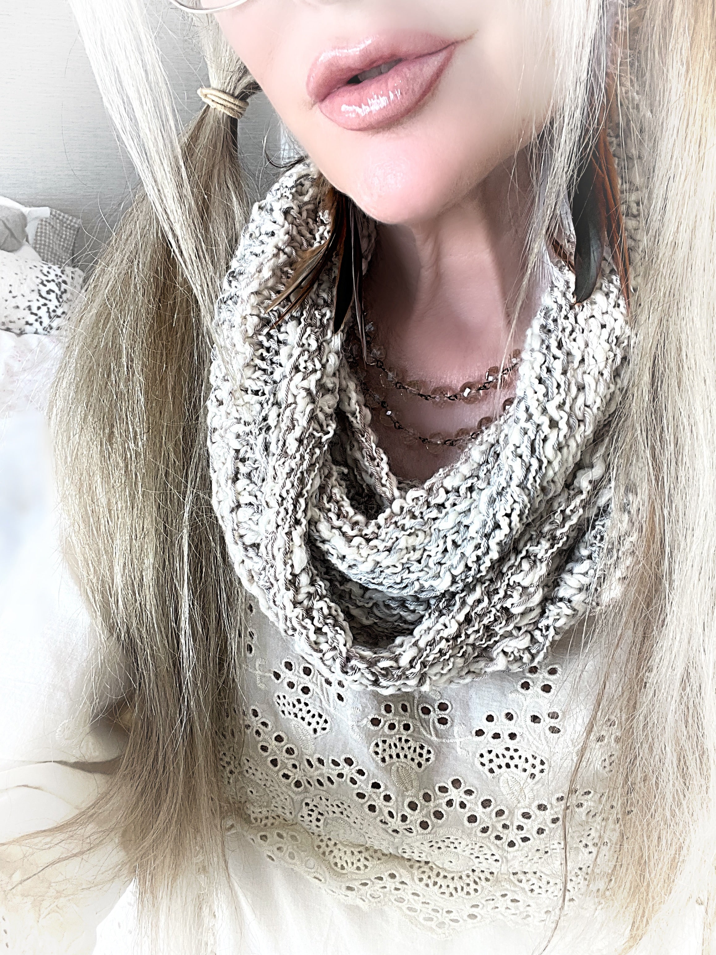 Oyster Cream Infinity Scarf