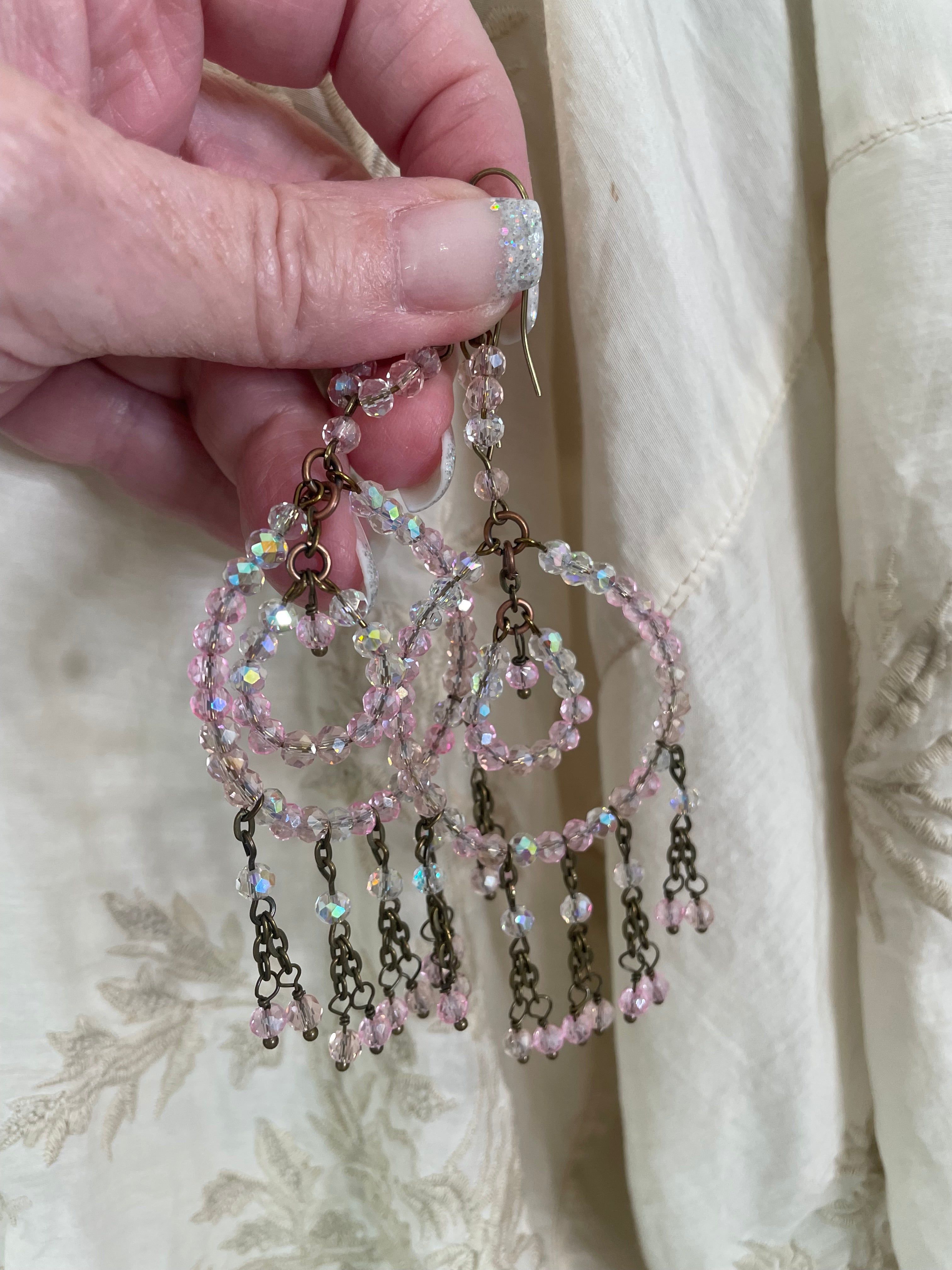 Pink Beach Chandelier Earrings