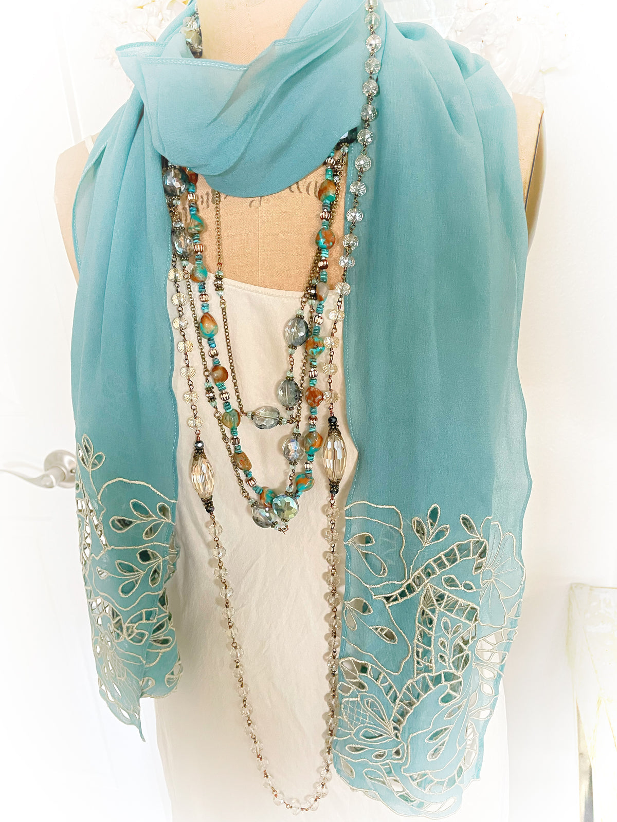 Turquoise Sea Sands Silk Wrap